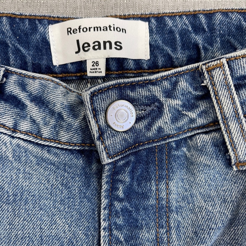 Reformation Liza Ultra High Rise Straight Jeans Womens 26 Blue Malta Sustainable - Picture 6 of 11